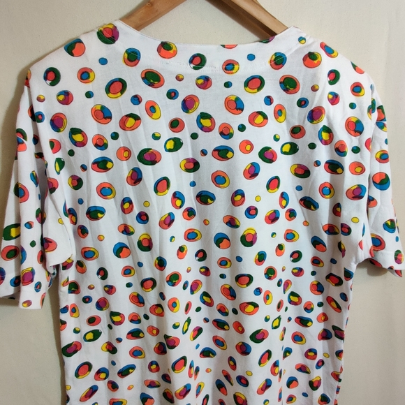 EXTRA ELEMENTS Vintage White Multicolor Circle Candy Ball Funky Print Shirt L - Picture 8 of 9